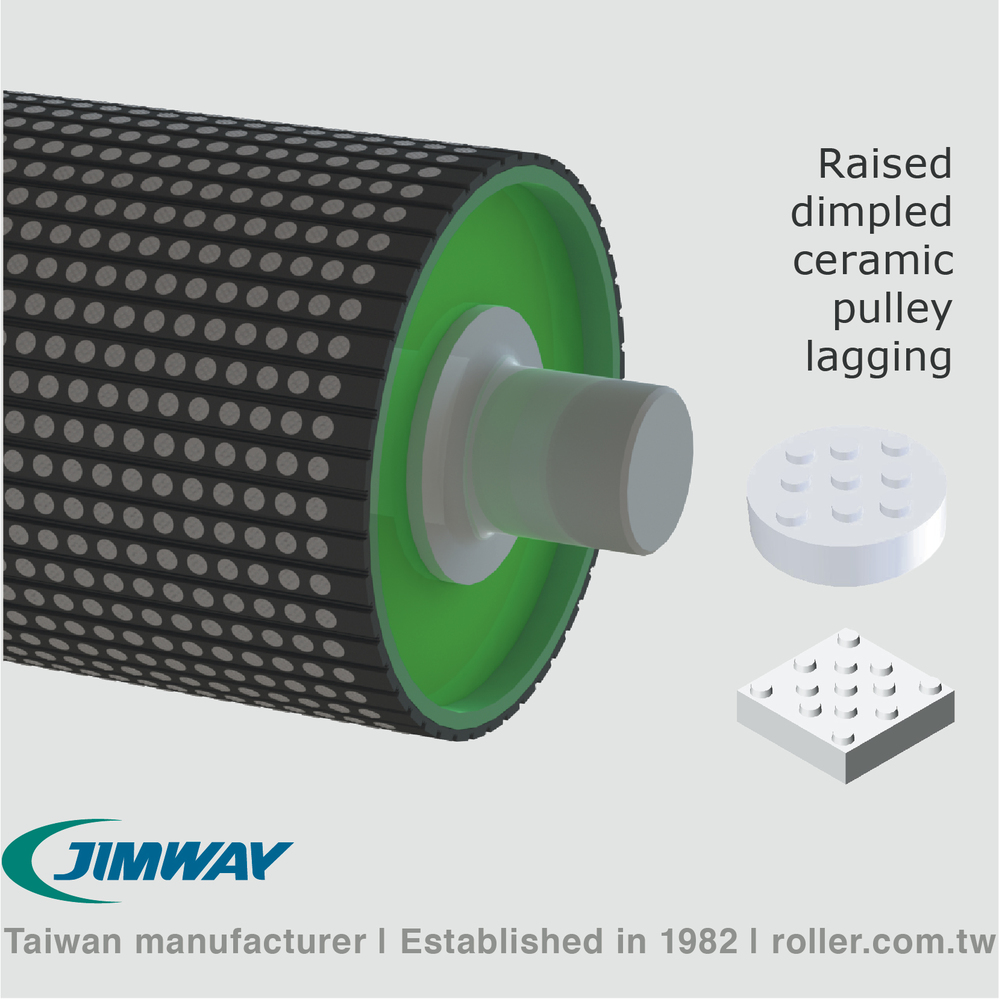 raised dimpled ceramic pulley lagging