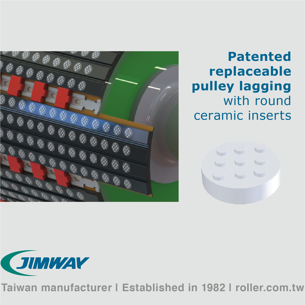round ceramic replaceable pulley lagging